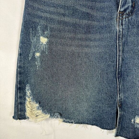 Vervet by Flying Monkey Denim Claudia Skirt Distressed Raw Hem Mini Blue  S - Picture 8 of 10